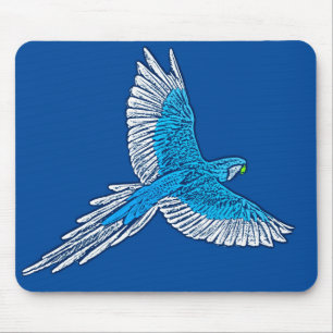 Parrot in Flight, Cobalt Blue and White Mouse Mat