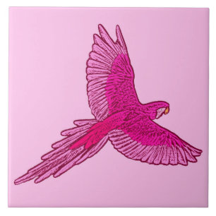 Parrot in Flight, Fuchsia and Ice Pink Tile