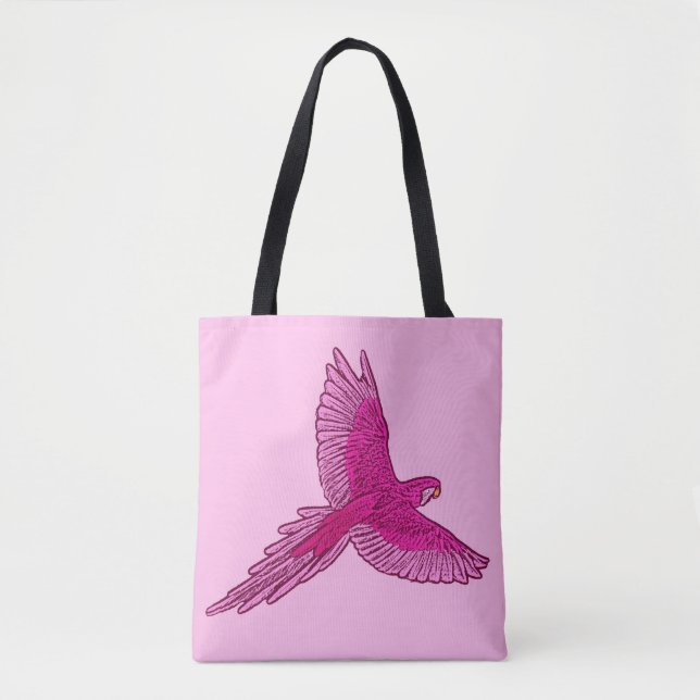 Parrot in Flight, Fuchsia and Ice Pink Tote Bag (Front)