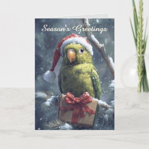 Parrot in Santa Hat Christmas Card