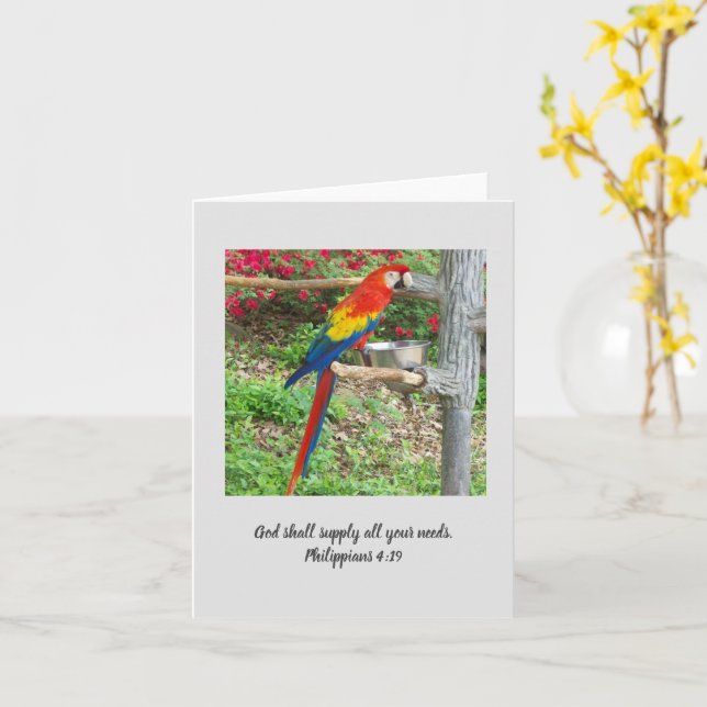 Parrot Inspirational Note Card (Yellow Flower)