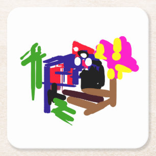 Parrot joy summer time square paper coaster