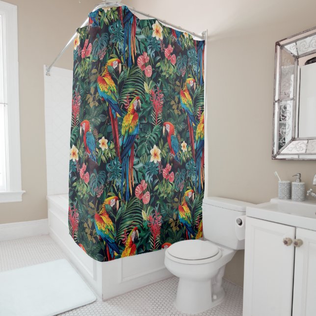 Parrot Jungle Shower Curtain (In Situ)