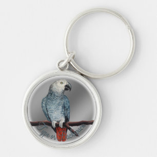 Parrot Keychain Personalised African Grey Keychain