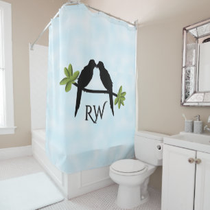 Parrot Love Monogram Shower Curtain