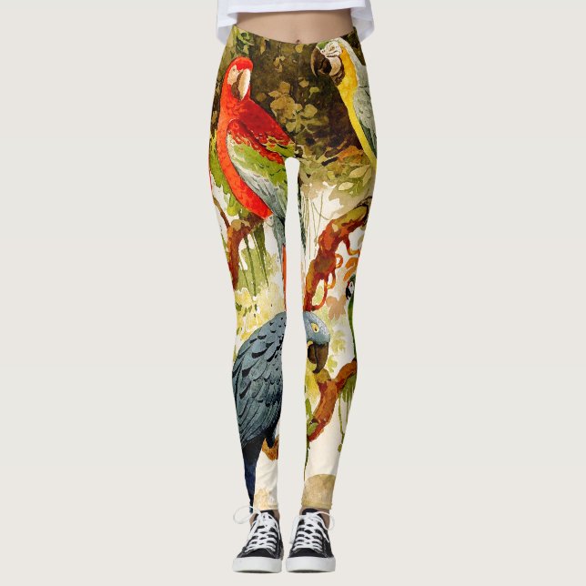 Parrot Macaw Birds Wildlife All Over Print Legging (Front)
