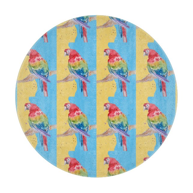 Parrot Macaw Blue Bird Birthday Boys Mens  Cutting Board (Front)