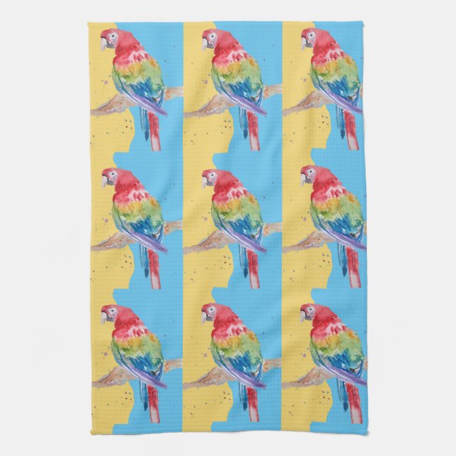 Parrot Macaw Blue Bird Birthday Boys Mens Name Tea Tea Towel (Vertical)