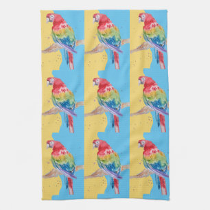 Parrot Macaw Blue Bird Birthday Boys Mens Name Tea Towel