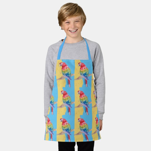 Parrot Macaw Pastel Blue Bird Birthday Boys Childs Apron (Worn)