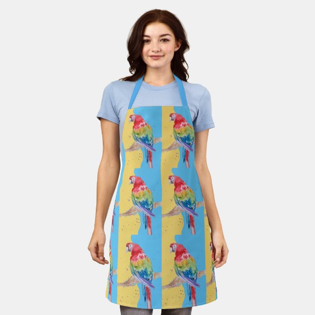 Parrot Macaw Pastel Blue Bird Birthday Girl Womens Apron (Worn)