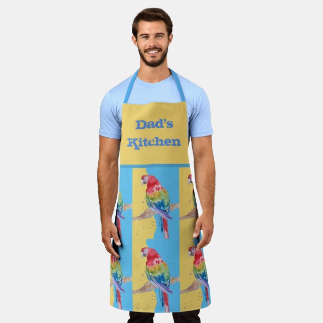 Parrot Macaw Pastel Blue Bird Birthday Mens Apron (Worn)