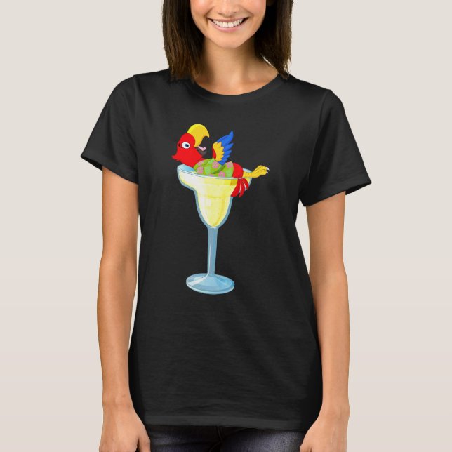Parrot Margarita Drinking Glass Tropical Vacation T-Shirt (Front)