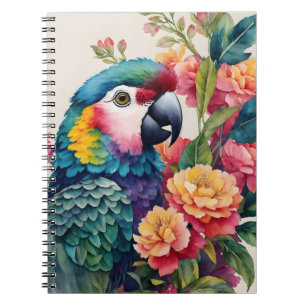 Parrot Notebook Colourful Floral Art