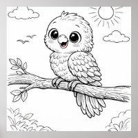 Parrot Nursery Kids Colouring Page