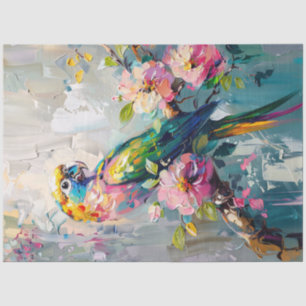 Parrot Oil Painting Floral Decoupage Tissue Paper