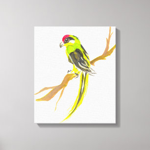 Parrot on a branch. Watercolor painting. China art Canvas Print