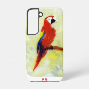 Parrot on a Perch Bird Painting Personalized Samsung Galaxy Case