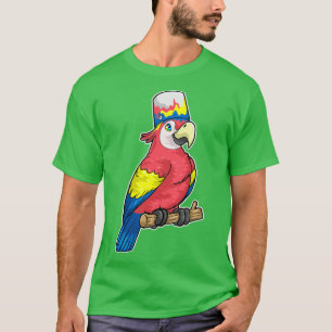 Parrot on Branch with Bucket Paint T-Shirt