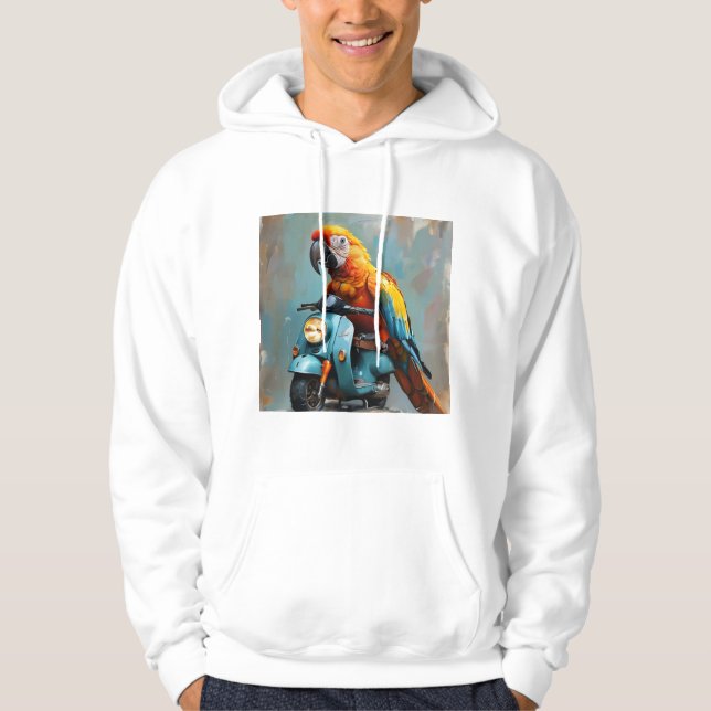 Parrot on motorcycle hoodie (Front)