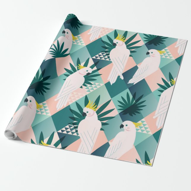Parrot on Palm 1 Wrapping Paper (Unrolled)