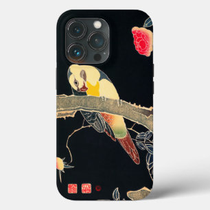 Parrot on the Branch of a Flowering Rose Bush iPhone 13 Pro Case