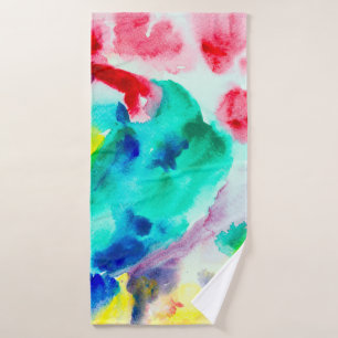parrot on tree, bird Abstract Bright Watercolor gr Bath Towel