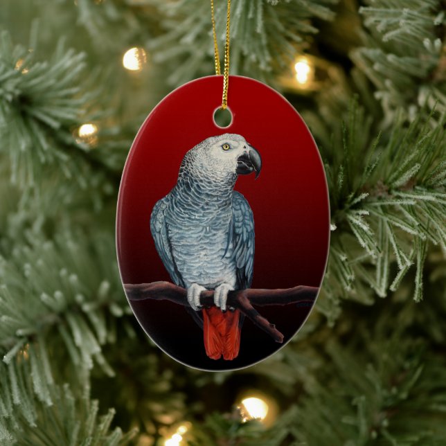 Parrot Ornament Personalise African Grey Ornament  (Tree)