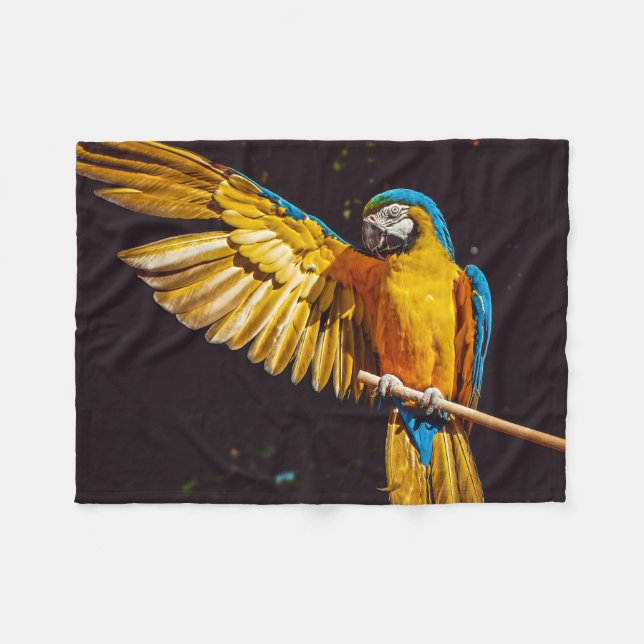 Parrot Out Stretched Wing Fleece Blanket (Front (Horizontal))