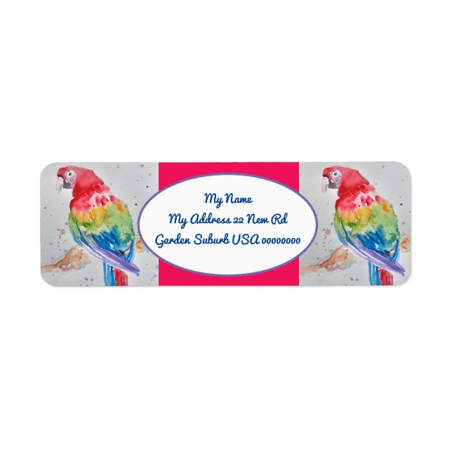 Parrot Painting Watercolour Return Address Labels (Front)