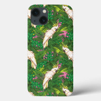 Parrot Pattern With Palm Leaves