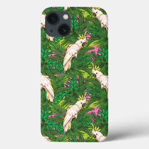 Parrot Pattern With Palm Leaves iPhone 13 Case