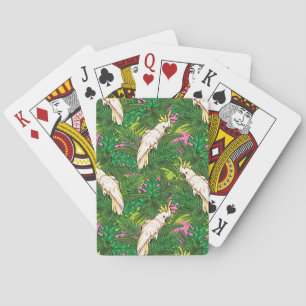Parrot Pattern With Palm Leaves Playing Cards