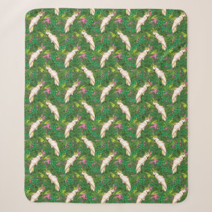 Parrot Pattern With Palm Leaves Sherpa Blanket