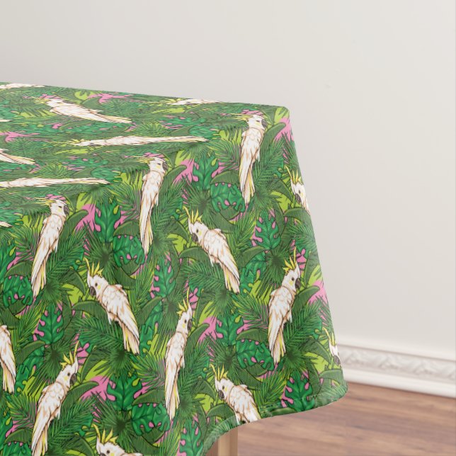 Parrot Pattern With Palm Leaves Tablecloth (In Situ)