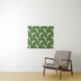 Parrot Pattern With Palm Leaves Tapestry