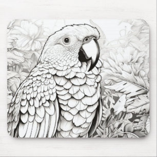 Parrot Peaceful Nature Prairie Sketch Drawing Art Mouse Mat