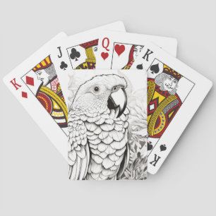 Parrot Peaceful Nature Prairie Sketch Drawing Art Playing Cards