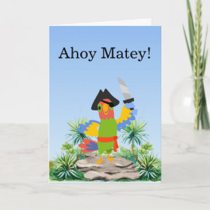 Parrot Pirate Birthday Card