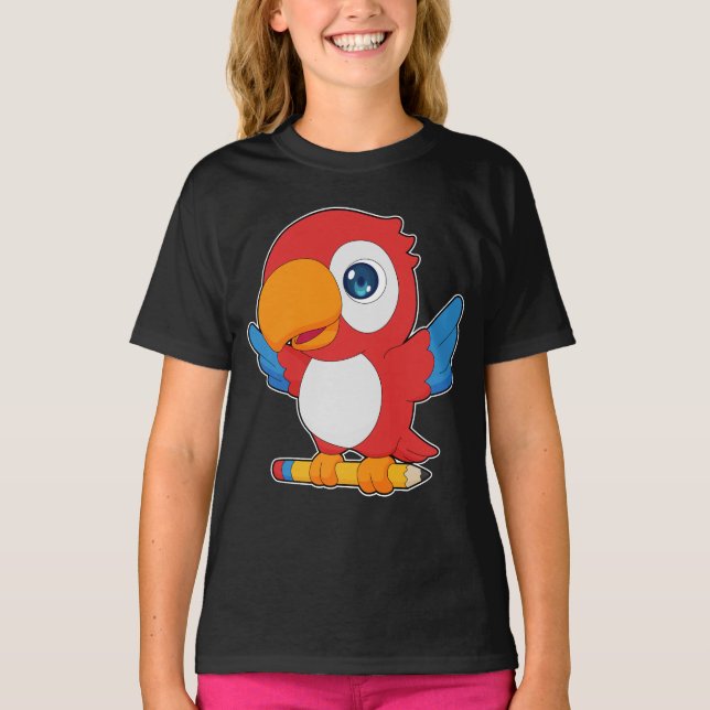 Parrot Pupil Pencil School T-Shirt (Front)