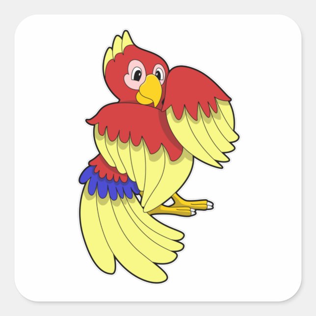 Parrot red yellow square sticker (Front)