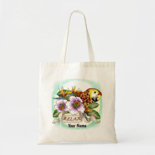 parrot relax custom name tote bag