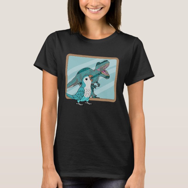 Parrot & Rex Reflection I Blue Monk Parakeet Quake T-Shirt (Front)