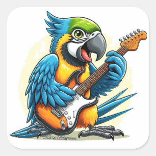 Parrot Rock Music Square Sticker