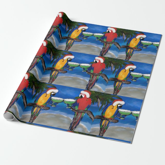 PARROT SANTA WRAPPING PAPER (Unrolled)