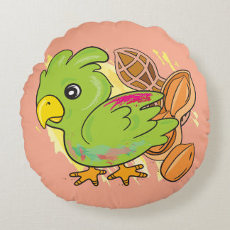 Parrot & Sea Turtle Round Pillow