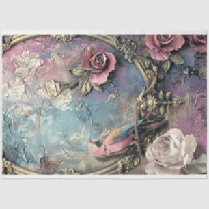 Parrot, Shabby Chic, Ornamental Bird & Floral Art Tissue Paper