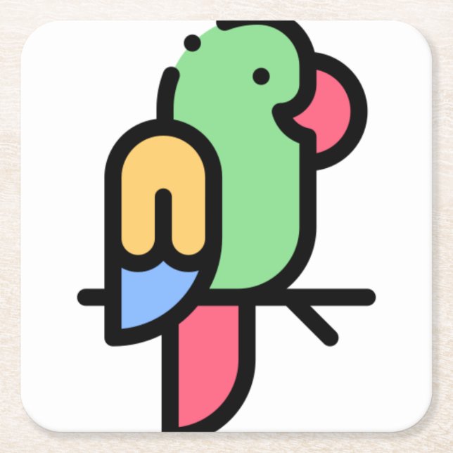 Parrot Square Paper Coaster (Front)