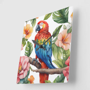 Parrot  square wall clock