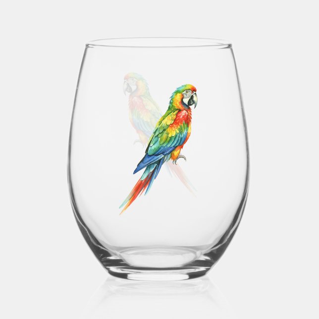 Parrot Stemless Wine Glass (Front)